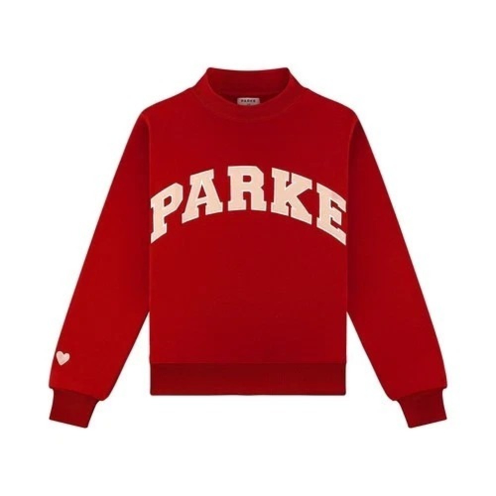 Parke Women Sweatshirt Red/Pink Size L/XL Valentines Day Varsity Mockneck Cotton
